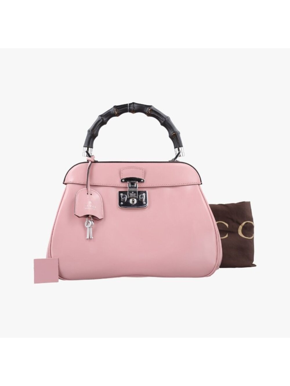 Gucci Bamboo Pink Leather Handbag